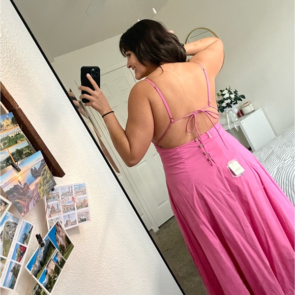 NWT Free People - Finer Things Midi Pink Dress - Picture 3 of 11
